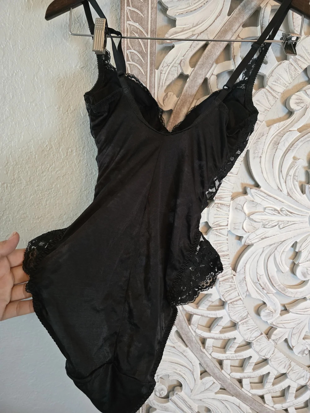Victoria’s Secret Vintage TEDDY Bodysuit Black Lace LINGERIE Bra 34B